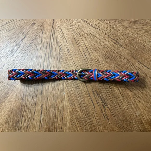 Orvis Multi Colour Braided Leather Belt, Antique Brass Buckle - Size M - Picture 4 of 10